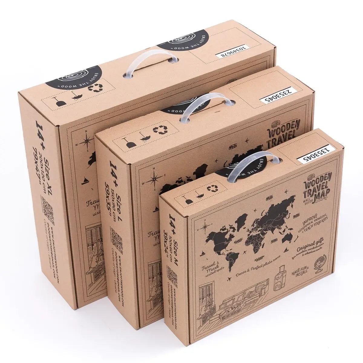 3D Wooden World Map Multicolor